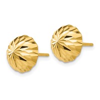 14K 10mm Yellow Gold Polished Diamond-cut Half Ball Post Earrings view 2
