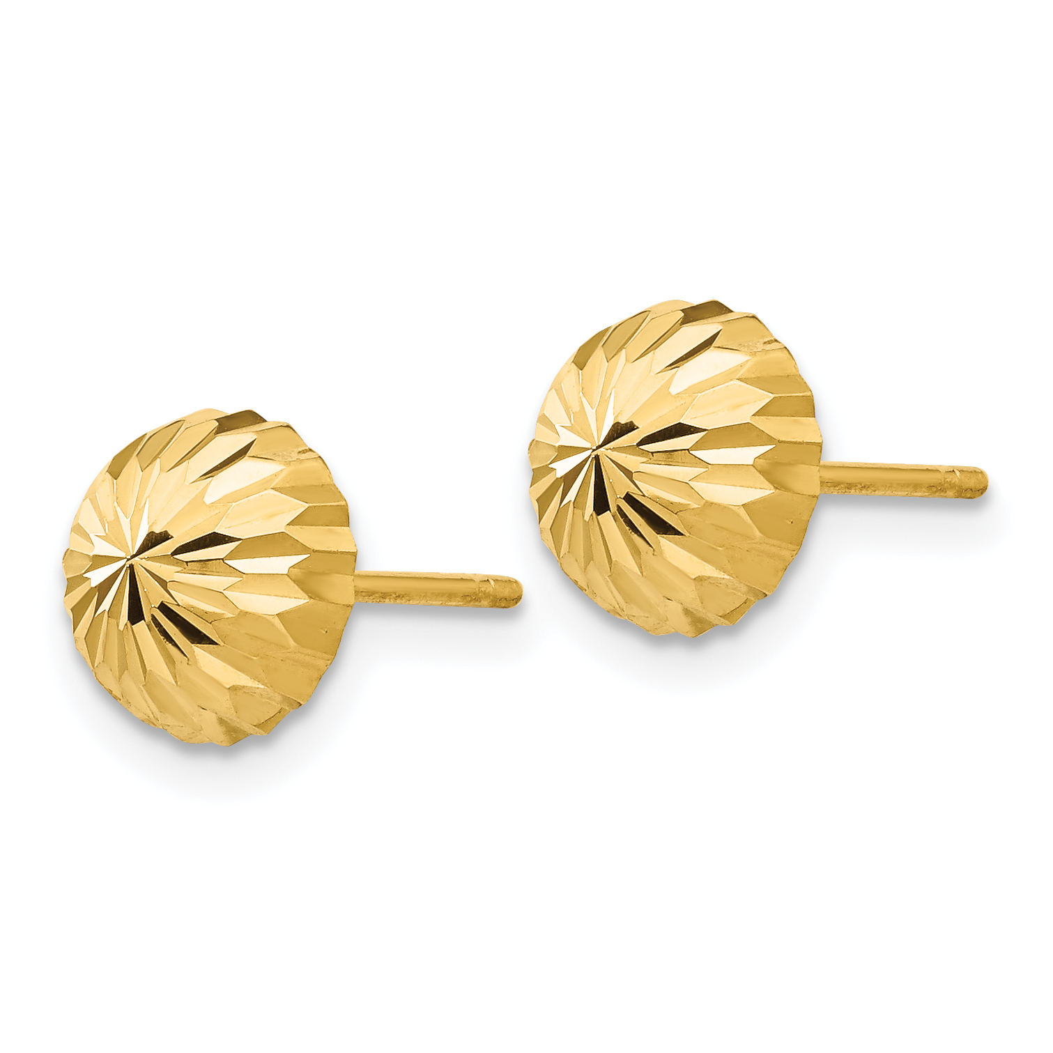 14 Karat Gold diamantgeschliffen 8 mm gewölbte Pfosten Ohrringe YE1696 - Bild 2 von 4
