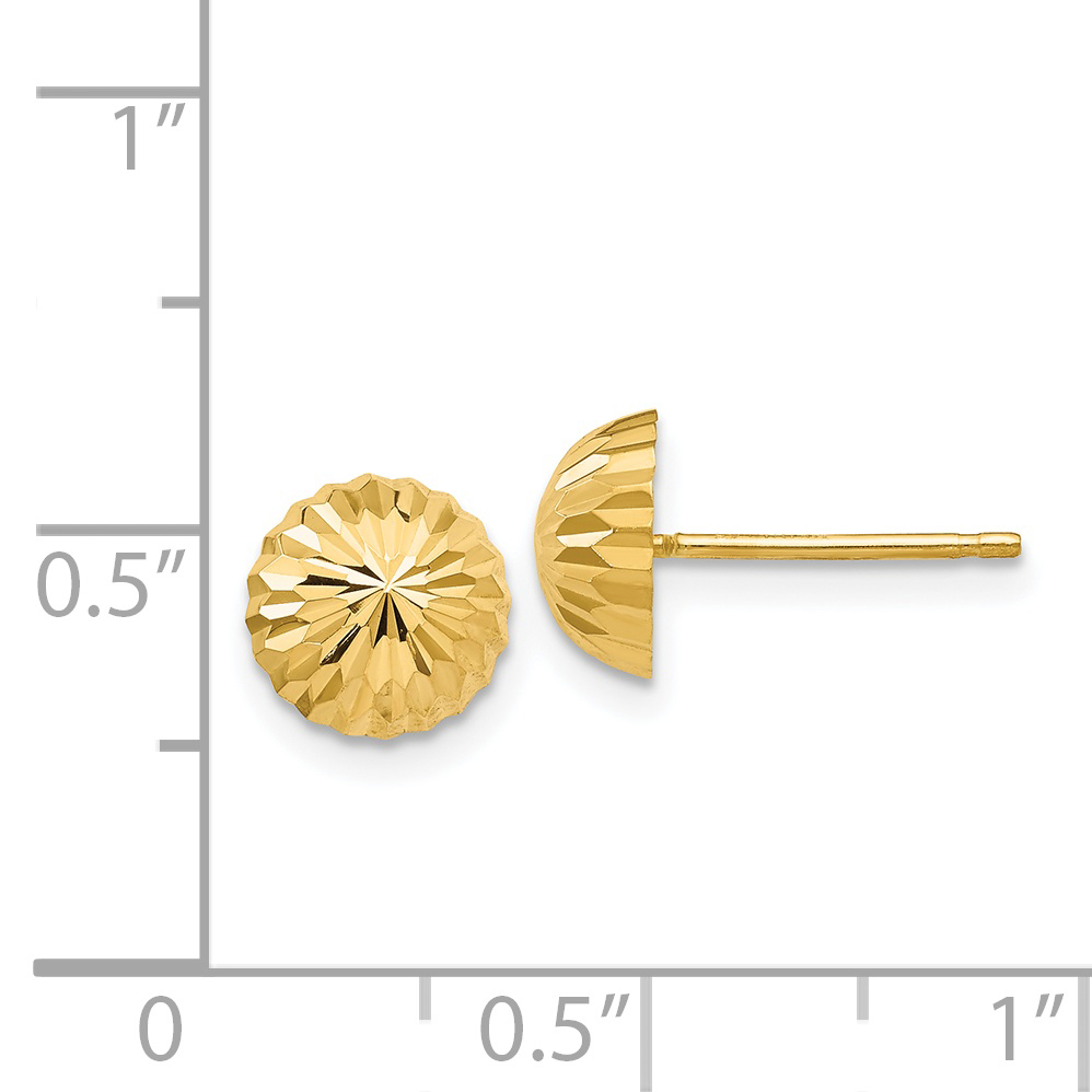 14 Karat Gold diamantgeschliffen 8 mm gewölbte Pfosten Ohrringe YE1696 - Bild 4 von 4
