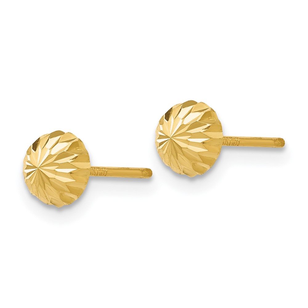 14k Gold Diamond-cut 5mm Domed Post Earrings (YE1697)
