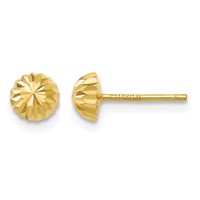14K 5mm Yellow Gold Polished Diamond-cut Half Ball Post Earrings view 1