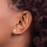14K Yellow Gold Polished 7mm Circle Bezel Earrings with CZ Post view 3