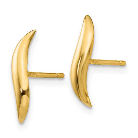 14k Polished 3x13mm Fancy Wave Post Earrings