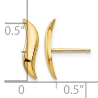 14K Yellow Gold Polished 3x 13mm Fancy Wave Post Earrings view 4