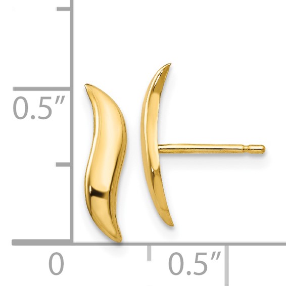 14k Polished 3x13mm Fancy Wave Post Earrings