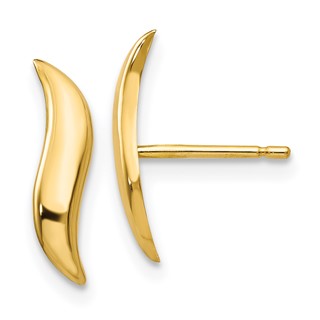 14k Polished 3x13mm Fancy Wave Post Earrings