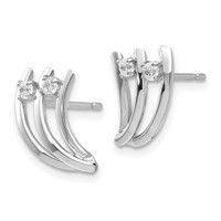 14K White Gold Polished Fancy CZ Post Earrings view 2