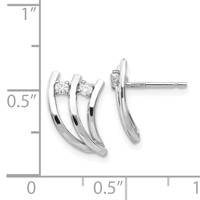 14K White Gold Polished Fancy CZ Post Earrings view 4