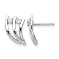 14K White Gold Polished Fancy CZ Post Earrings view 1