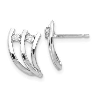 14k White Polished Fancy CZ Post Earrings