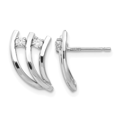 14K White Gold Polished Fancy CZ Post Earrings