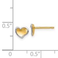 14K Two-tone Polished and Satin Heart Post Earrings view 4