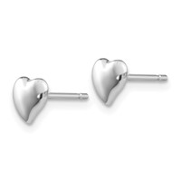 14K White Gold Polished Heart Post Earrings view 2
