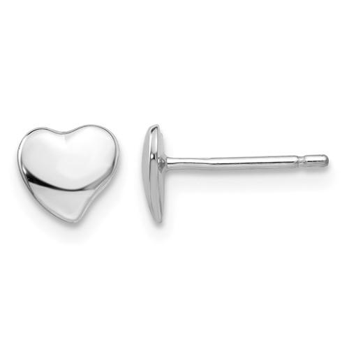 14K White Gold Polished Heart Post Earrings