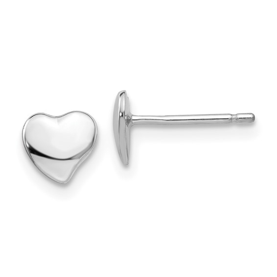14k White Gold Polished Heart Post Earrings