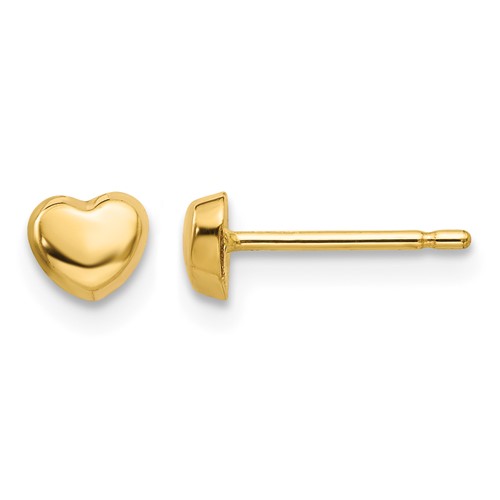 14K Yellow Gold Polished Heart Post Earrings