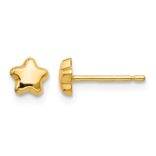 14K Yellow Gold Polished Small Star Post Earrings