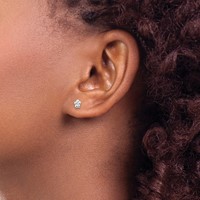 14K White Gold Polished Flower Post Earrings view 3