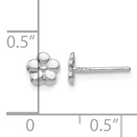 14K White Gold Polished Flower Post Earrings view 4
