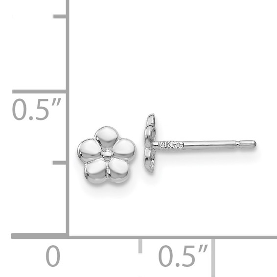 14k White Gold Polished Flower Post Earrings