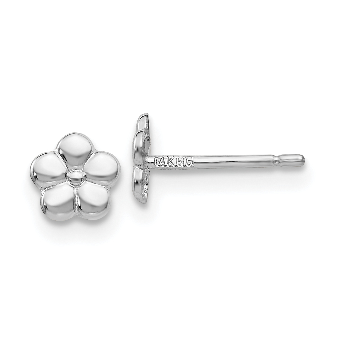 14k White Polished Flower Post Earrings (YE1750)