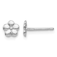 14K White Gold Polished Flower Post Earrings view 1