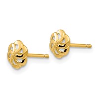 14K Yellow Gold Polished Flower Post Earrings view 2
