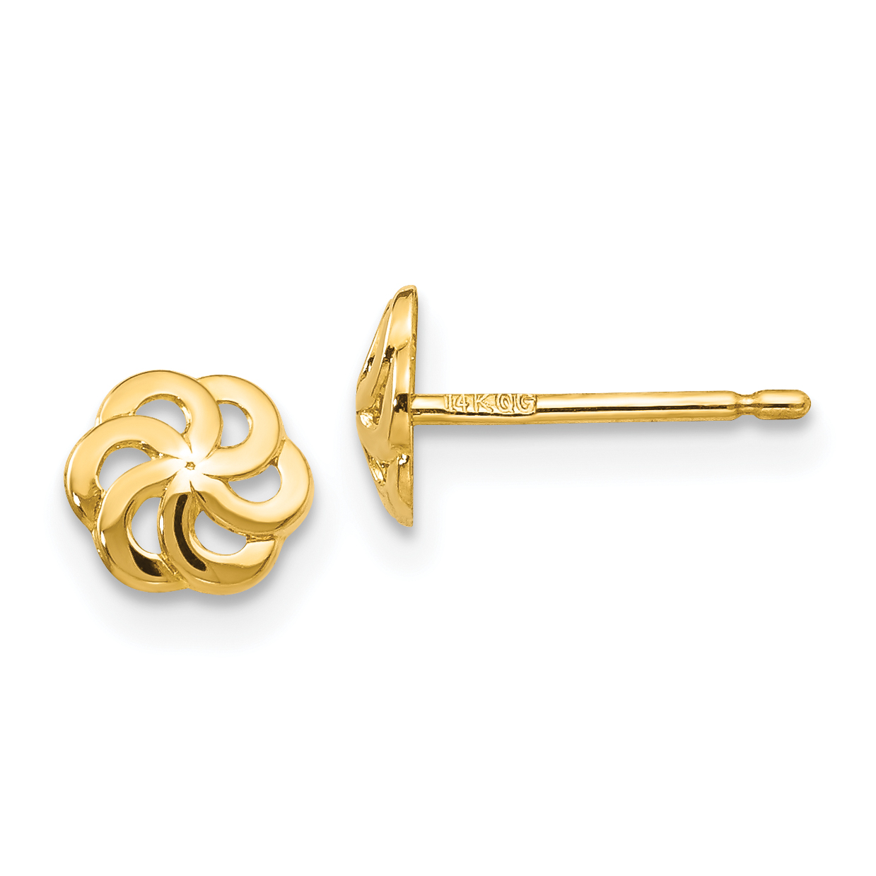 14k Polished Flower Post Earrings (YE1751)
