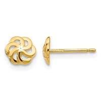 14K Yellow Gold Polished Flower Post Earrings view 1