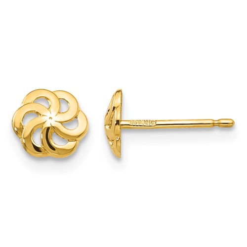 14K Yellow Gold Polished Flower Post Earrings