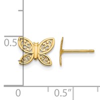 14K Polished Filigree Butterfly Post Earrings view 4