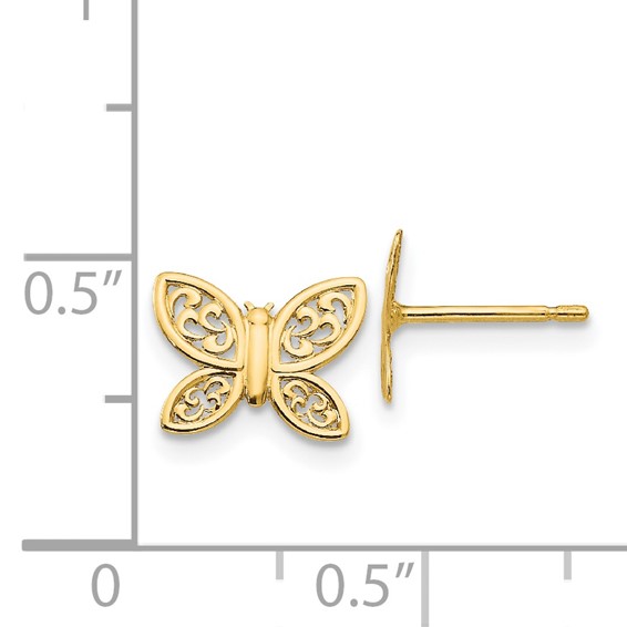14k Polished Filigree Butterfly Post Earrings
