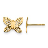 14K Polished Filigree Butterfly Post Earrings view 1