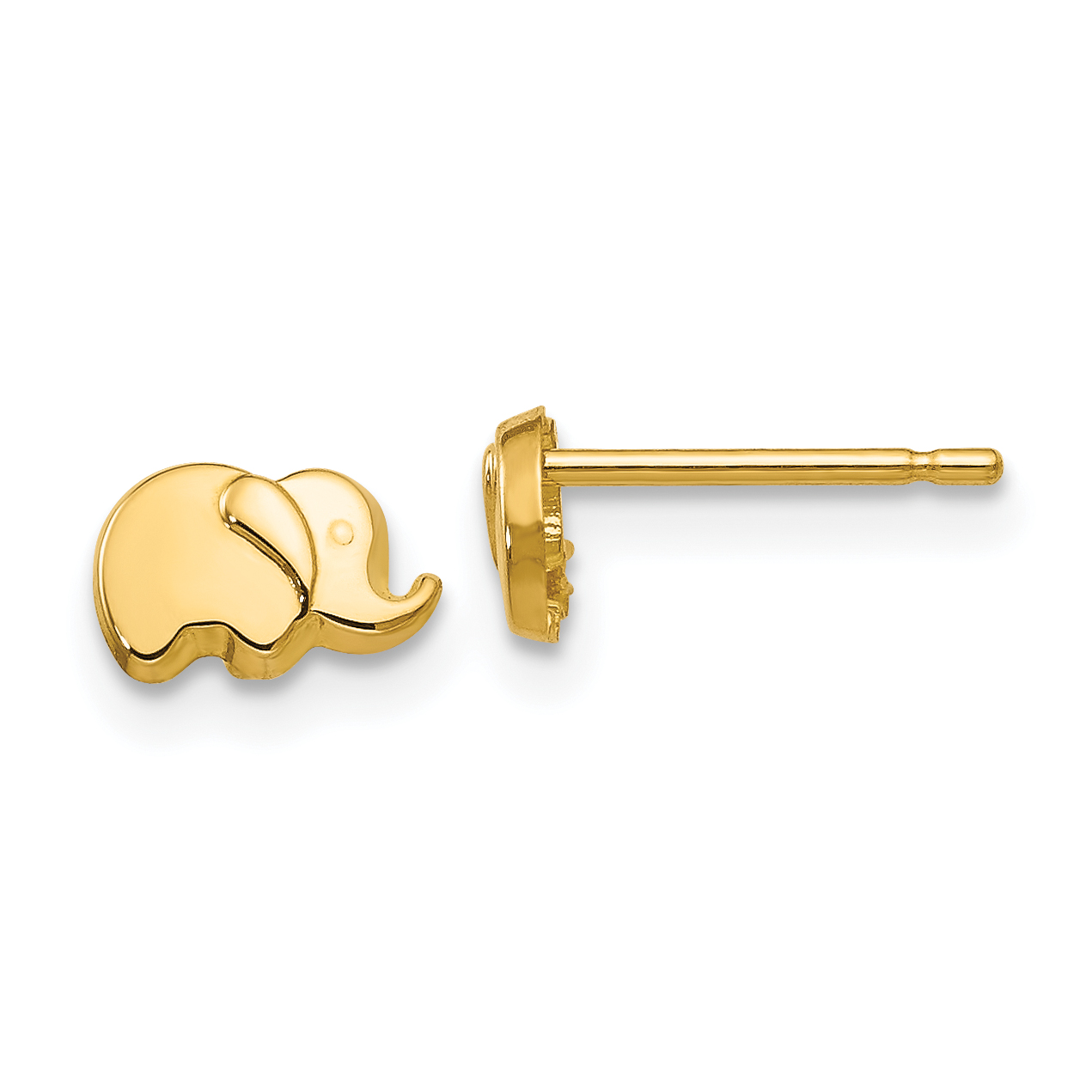14k Polished Elephant Post Earrings (YE1759)