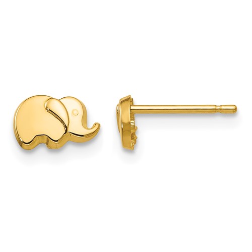 14K Yellow Gold Polished Elephant Post Earrings