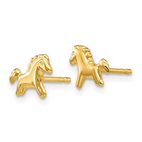 14K Yellow Gold Polished Horse Post Earrings view 2