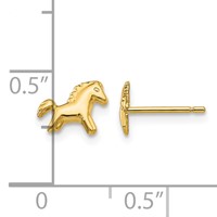 14K Yellow Gold Polished Horse Post Earrings view 4