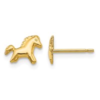 14K Yellow Gold Polished Horse Post Earrings view 1