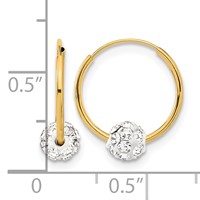 14K Yellow Gold Polished Crystal and Resin Bead Endless Hoops view 4