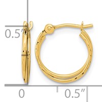 14K Yellow Gold Diamond Cut Polished Double Hoops view 4