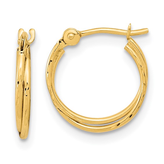 Gold Twisted Diamond-cut Tube Hoop Earrings