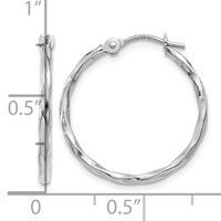 14K White Gold Polished Twisted Hoops view 4