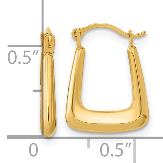 2.5mm Gold Knife Edge Square Hoop Earrings