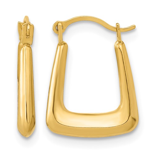 14K Yellow Gold 2.5x 15mm Polished Hollow Fancy Hoop Earrings