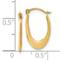 14K Yellow Gold 2x 16mm Polished Hollow U-Shaped Hoop Earrings view 4