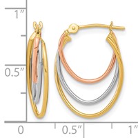 14K Tri-Color Graduated 3 Ring Hoops view 4