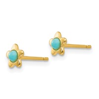 14K Yellow Gold Polished Turquoise Star Post Earrings view 2