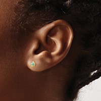 14K Yellow Gold Polished Turquoise Star Post Earrings view 3