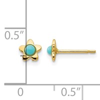 14K Yellow Gold Polished Turquoise Star Post Earrings view 4