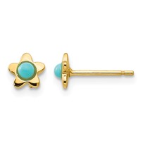 14K Yellow Gold Polished Turquoise Star Post Earrings view 1
